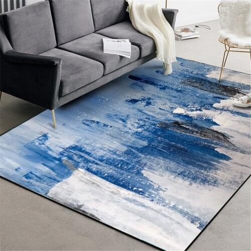 New Chinese Style Abstract Rug Art Light Blue Painting Pattern Floor Carpet For Living Room Non-slip Kitchen Mats For Floor