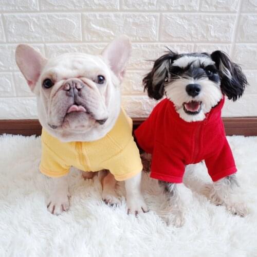 Dog Clothes Pet Clothes Cat Clothes Warm Winter Shake Granule Wool Solid Zipper Turtleneck Cotton-padded Coat Soft Pet Supplies