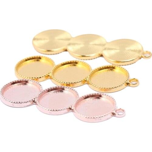 Onwear 5pcs rose gold plated fit 12mm cameo cabochon base setting trays diy bezel blanks for pendant charm making accessories