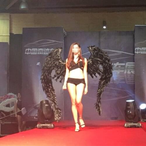 Wedding shooting props Cosplay photography game costume Angel demon wing black feather angel wings for Fashion show Displays
