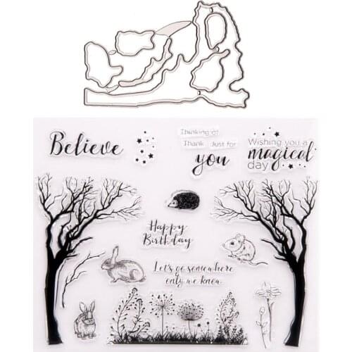 Silicone RUBBER Clear Stamps CUTTING DIES For Scrapbooking STENSICLS TREES DIY PAPER Album Cards MAKING EMBOSSING FOLDER MOLD