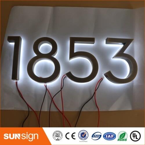 H 15cm factory advertising outlet outdoor stainless steel backlit led letter sign