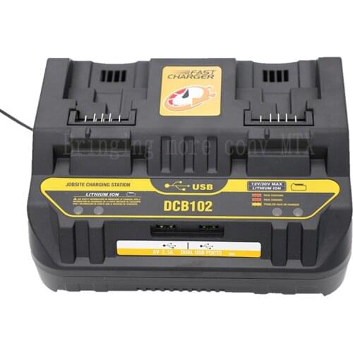 Fast charging DCB102 Li-ion Battery charger For DeWalt 12V 14.4V 18V 20V DCB105 DCB200 double charging postion with USB Port new