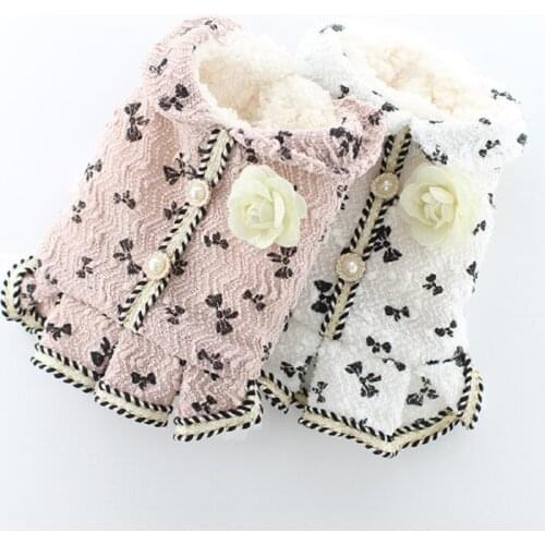Winter Clothes for Dogs Princess Luxury Flower Dog Coats Fleece Inside Warm XS S M L XL