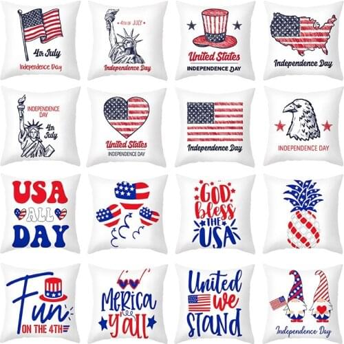 1 Pcs Microfiber 4th July Patriotic American Flag Throw Pillow Case Decorative Pillow Cover Pillowcase Home Decor for Sofa Couch