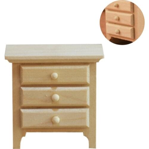 1Pc 1:12 Mini House Furniture Model Bedside Table Mini Nightstand for Children