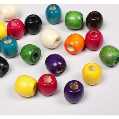 100Pcs Round Wooden Bead Wig Reggae Hair Ring Buckle Large Hole Mixed Color Loose Beads For Jewelry Making Diy Accessories