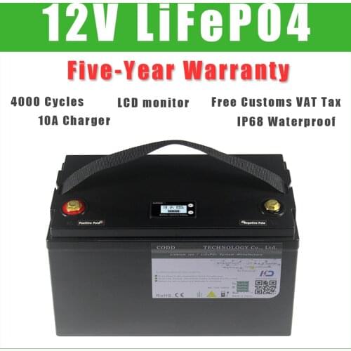 12V 100AH 200AH LiFePO4 Battery RV Campers IP68 Waterproof Golf Cart Batteries 3000 Cycles Off-Road Off-grid Solar energy