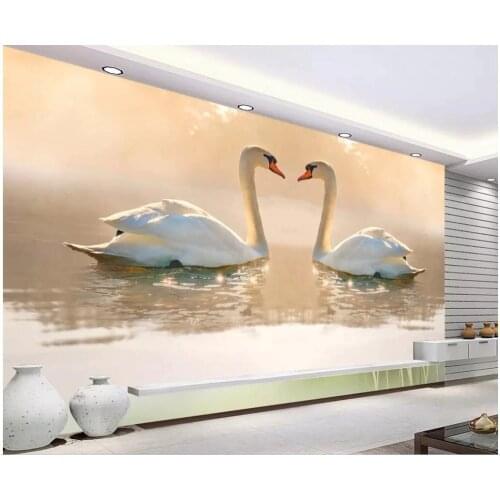 3d room wallpaper custom mural on the wall a pair of romantic and warm white swan home decor photo wallpaper for walls 3 d