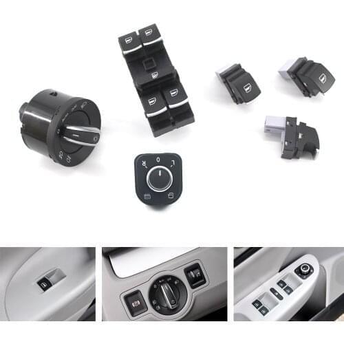 6X Chrome Window Headlight Mirror Switch Set for VW Passat B6 CC Golf Jetta MK5 Tiguan