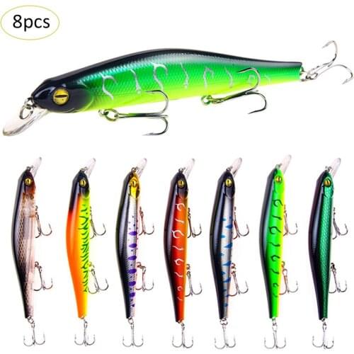 8PCS Model Magnetic Guide Ring 12.5cm/17.7g Fixed Weight System Fishing Bait Hard Dive 1.5 m Quality Wobblers Minnow