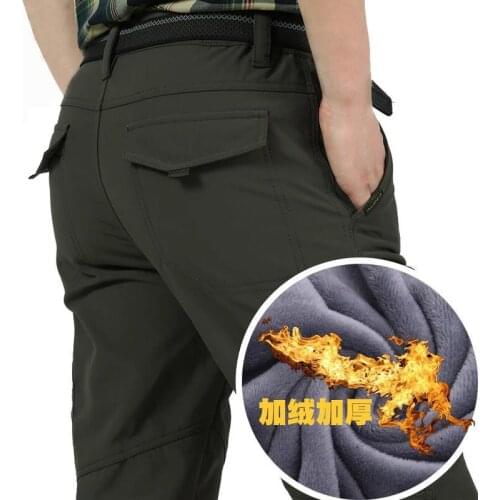 Mens Cargo Pants Winter Plus Fleece Thick Warm Pants Male Double Layer Many Pocket Casual Military Baggy Tactical Trousers Male
