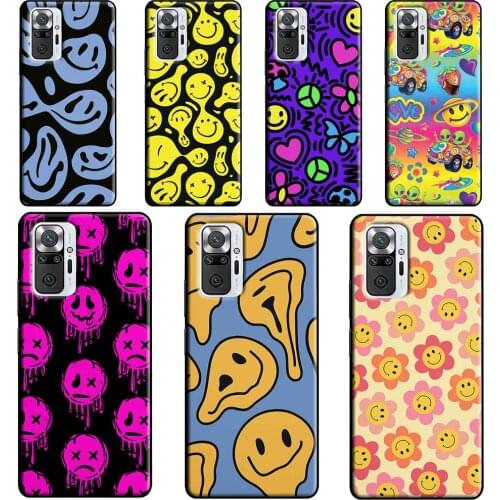 Melting Happy Smile Acid Sad Graffiti Case For Xiaomi Redmi 9 9T 9C 8A 9A K40 Phone Cover For Redmi Note 10 9 Pro Note 8 8T 9S