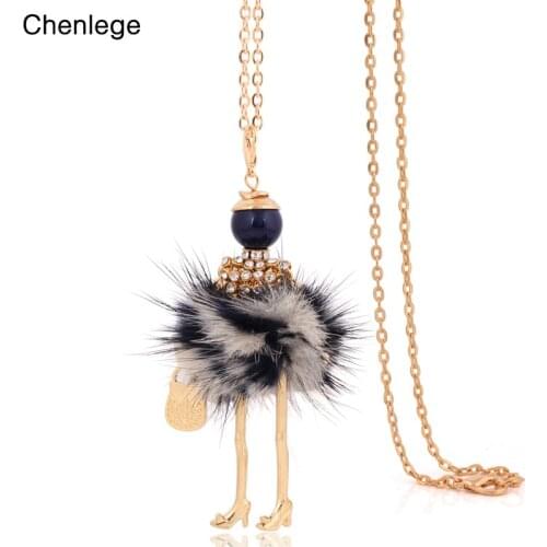 Chenlege european and american new necklace fashion jewelry bunny fur big pendant long choker women chains charms maxi necklaces