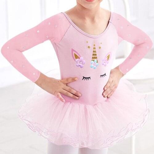 BAOHULU Kids Ballet Tutu Dress Long Sleeves Dance Wear 3-7 Years Girls Sequin Chiffon-Skirted Flower Girl Dresses