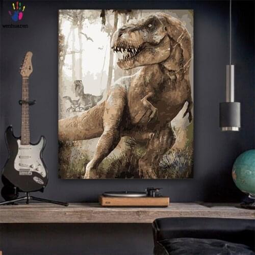 DIY colorings pictures by numbers with colorsSuper dinosaur in my heart picture drawing painting by numbers framed Home