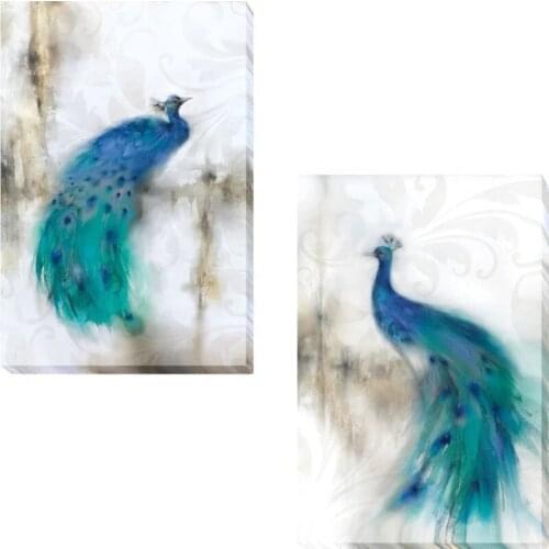 Home Decor 2 Pieces Canvas Abstract Painting Fantasy Pictures Wall Art HD Peacock Prints Modular Poster Frame For Living Room