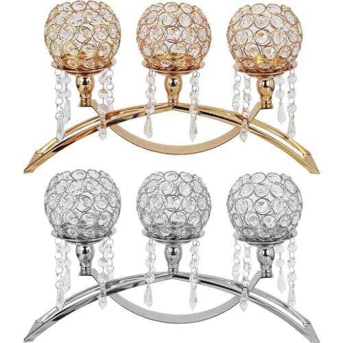 3 Arm Crystal Candle Holder Candelabra Wedding Party Decor Buffet Decorative