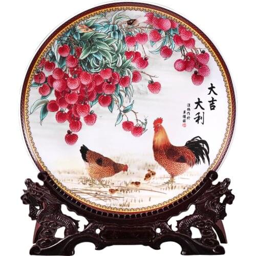 Jingdezhen ceramics hanging plate decoration plate Chinese living room home TV cabinet wine cabinet decoration