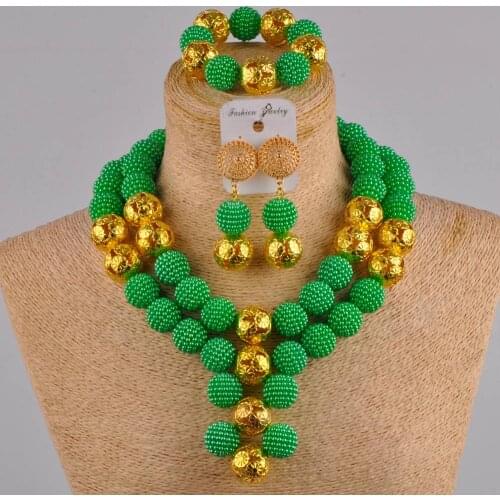 Green costume jewelry set necklace african set simulated pearl african beads nigerian wedding set ZZ07
