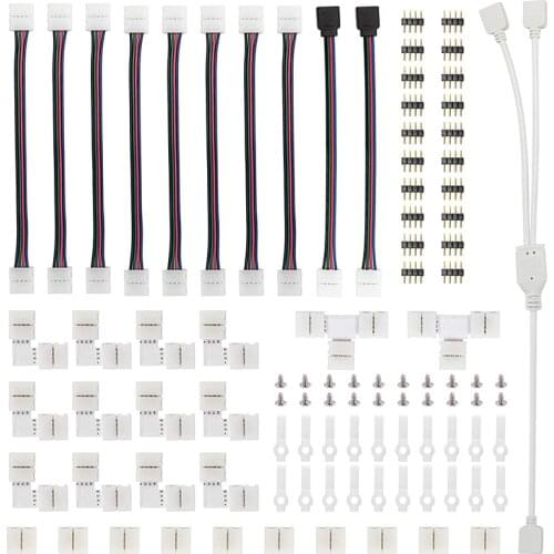 LED Strip Connector Kit for 5050 10mm 4Pin,Includes 8 Types of Solderless LED Strip Accessories,Provides Most Parts CNIM Hot