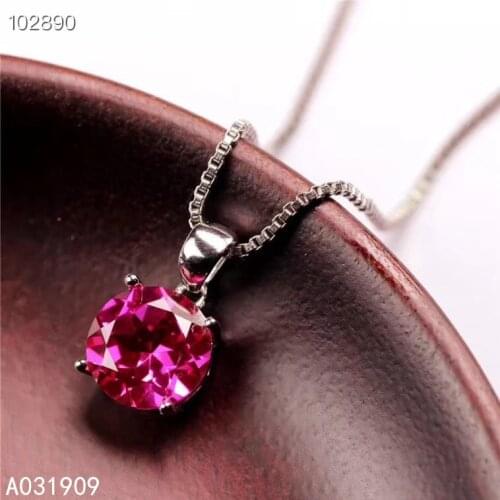 KJJEAXCMY boutique jewelry 925 sterling silver inlaid Natural pink Topaz Womens pendant supports detection luxurious