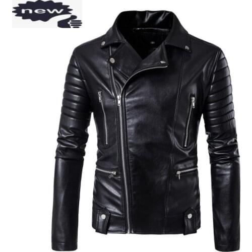 Motorcycle Autumn Winter Men Faux Leather Jackets Male Business Casual Coats Punk Overcoats Plus Size M-5XL