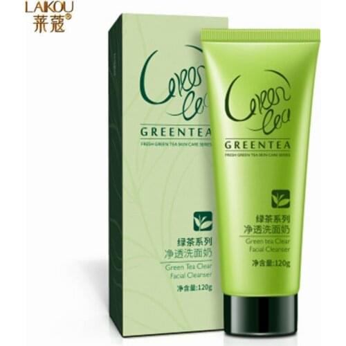 LAIKOU 120g Green Tea Essence Plant Extract Facial Cleanser Oil Control Whitening Moisturizing Clean Face Pores Face Skin Care