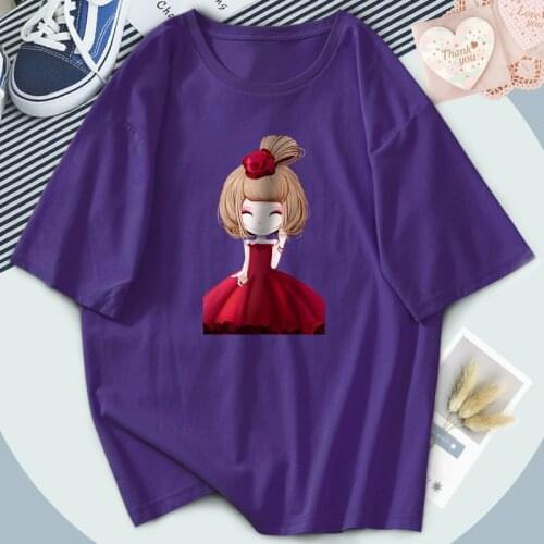 Summer Retro Cartoon Girl T shirt Short-Sleeve O-Neck Tops Women Streetwear Harajuku Basic Korean Casual Tees Hip Hop Camisetas