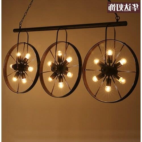 Loft Retro Restaurant Bar American Country Iron Industrial Wind Bicycle Tire Chandelier lustre pendente