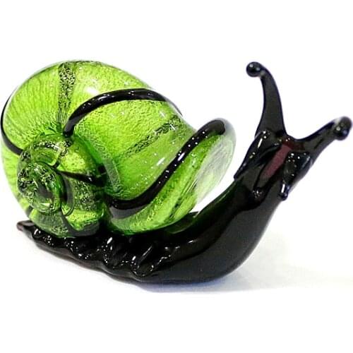 Silver Foil Murano Glass Snail Miniature Figurines Cute Animal Collection Home Garden Decor Art Ornaments New Year Gift For Kids