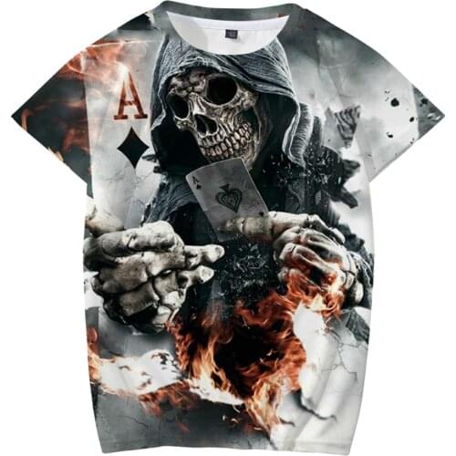 Skull Mens T-shirts Mens Hip Hop 3d Shirts Horror O-neck T-shirt Summer Fashion Tops Boys Clothing Large Size Street Clothing