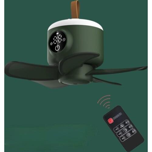 Rechargeable Small Ceiling Fan Student Dormitory Ultra-quiet USB Outdoor Picnic Camping Ceiling Fan with Light
