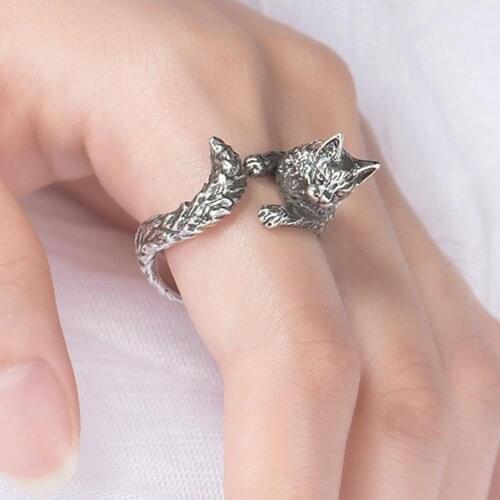 Charming Cute Cat Ring Women Punk Party Gothic Ring Bague Exquisite Hop Animal Hip Girl Jewelry Retro Rock Daily P8H4