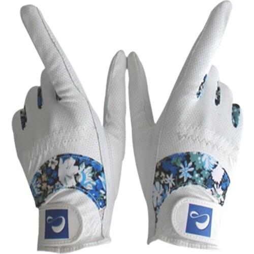 One Pair Womens White PU Leather Left Right Golf Glove Gloves 18-21 Size