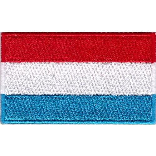Wholesale Embroidery Luxembourg flag emblem patch good quality cheap welcome customization and 200 logo 3D