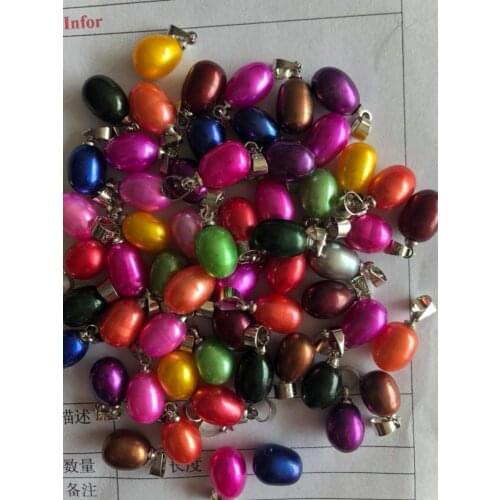 7-8MM Rice Natural Freshwater Pearl Necklace Pendant Mixed Rainbow Colors Oval Drop Pearl Pendant 20pcs/lot ABH888