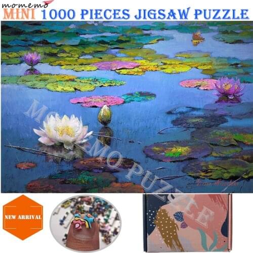 MOMEMO Waterlilies In Pond 1000 Pieces Puzzle Wooden Color Oil Art Painting Jigsaw Puzzles for Adults Kids Educational Toys Gift