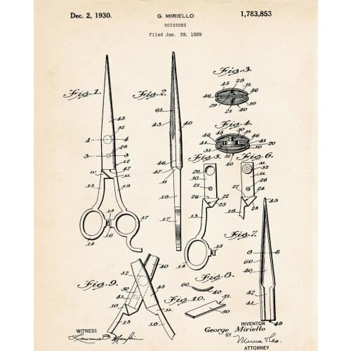 Gifts For Hairdressers 1930 Scissors Hair Stylist Salon Patent Silk Cloth Poster Art Bedroom Decoration