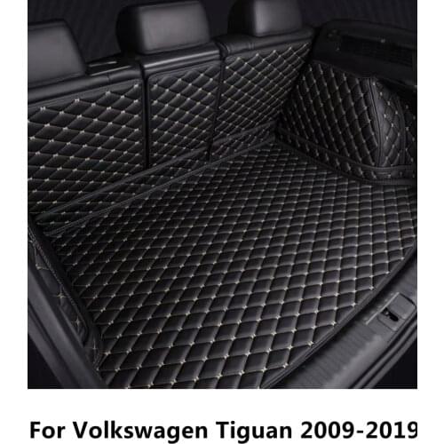 SJ Custom Fit Full Set Waterproof Car Trunk Mat AUTO Tail Boot Tray Liner Cargo Rear Pad Cover For Volkswagen VW Tiguan 2009-19