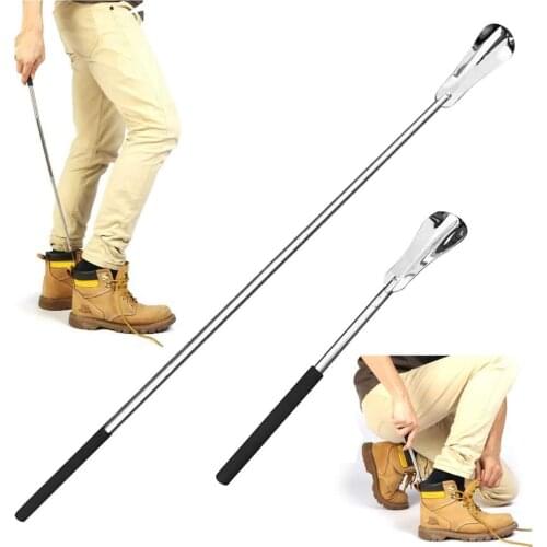 Stainless Steel Non Slip Handle Rustproof Durable for Elders Spoon Shoe Horn Pull Accessories Lifter Adjust 12.2" to 25.6"
