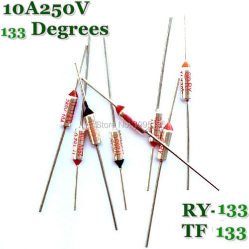 RY 10pcs/lot New Micro thermal fuse 10A250V 133 Degrees Tf 133 C Mini temp fuse metal shell Thermal Cutoff RY-133 RY133
