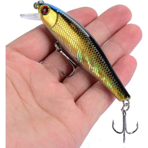 1PCS Lifelike Sea Bass Fishing Lures 85mm/9.2g Floating Minnow Artificial CrankBait Wobblers for Pike Hard Bait Fishing Tackle