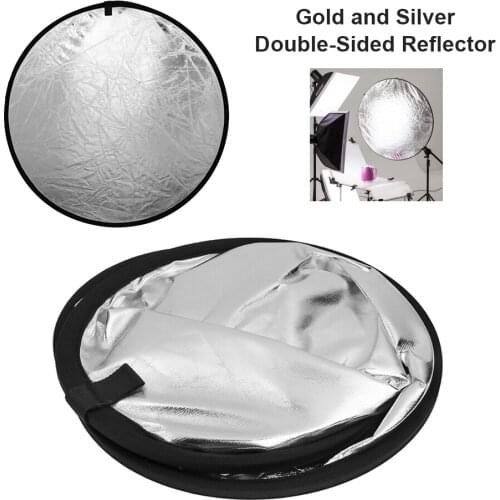 2 in 1 110cm Foldable Photography Reflector Gold Silver Light Reflectors Portable Collapsible Round Photography Accessories