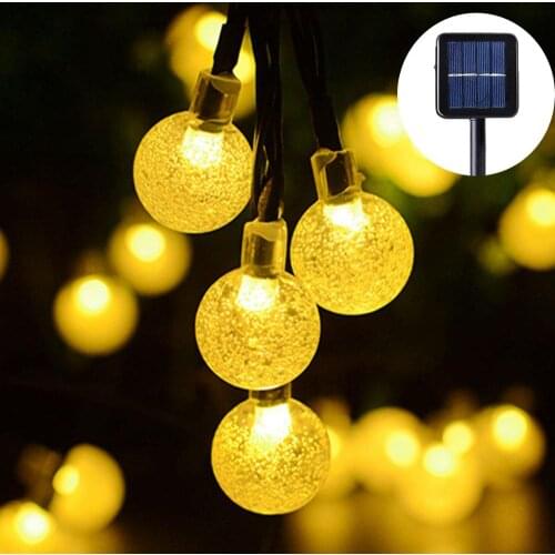 Outdoor Waterproof Solar LED String Lights Crystal Ball Globe 20 50 Lights Christmas NewYear Fairy Light Garden Party Decoration