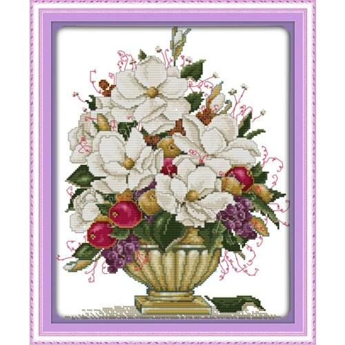 Everlasting Love The Beautiful Vase (2) Chinese Cross Stitch Kits Ecological Cotton Clear Stamped DIY Gift Christmas Decoration