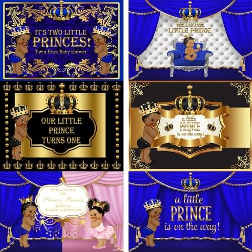 Black Blue Curtain Newborn Baby Shower Boy or Girl Birthday Backdrop Vinyl Royal Prince Background For Photo Studio Photophone