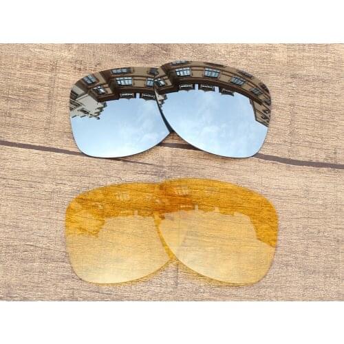 Vonxyz 2 Pairs Chrome Mirror & Yellow Polarized Replacement Lenses for-Oakley Dispatch 2 Frame