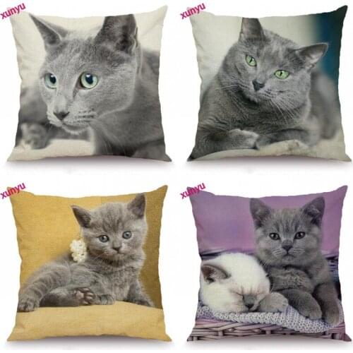 XUNYU Cat Cushion Cover Animal Pillowcase Kids Room Decorative Throw Pillow Cover for Sofa Bedroom 45x45cm BT029
