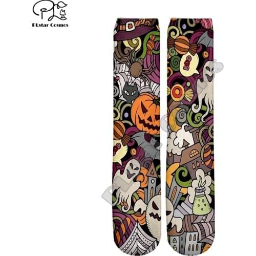 PLstar Cosmos Harajuku Streetwear Funny 3d Print Socks Man And Woman Casual Terror Halloween All Saints’ Day Dropshipping-a3